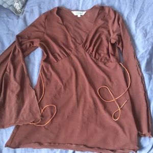 Vintage Brown Peasant Top